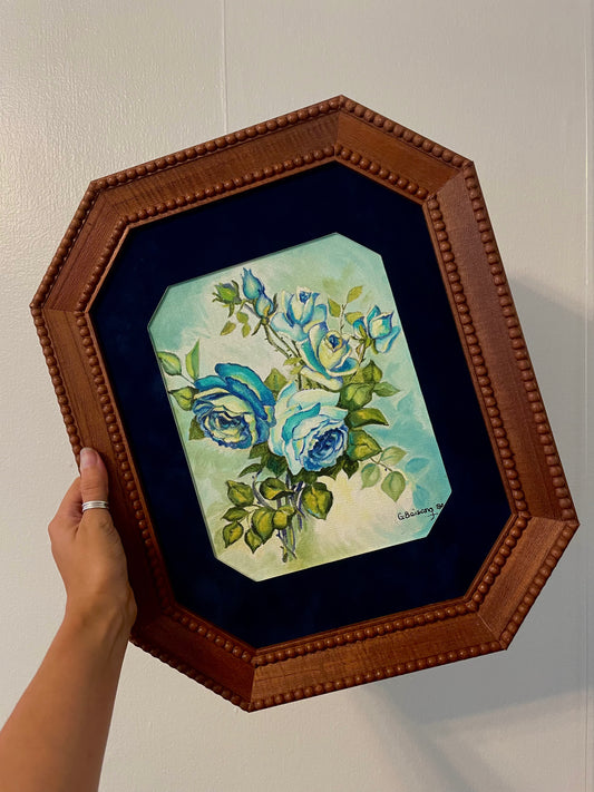 Framed Vintage Oil Painting “Roses of Another Color” by Gladys Baisang