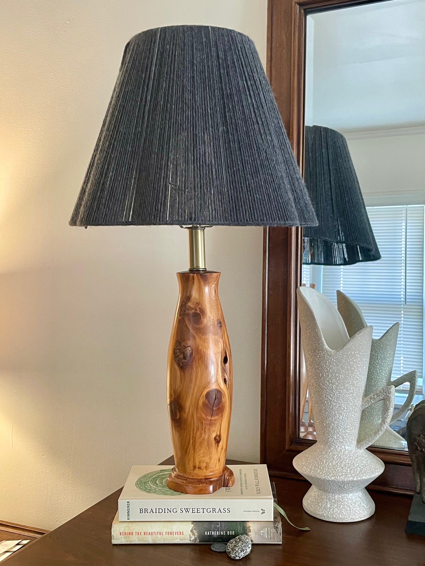 Upcycled Scalloped Lampshade Hand-wrapped with 100% Wool Yarn