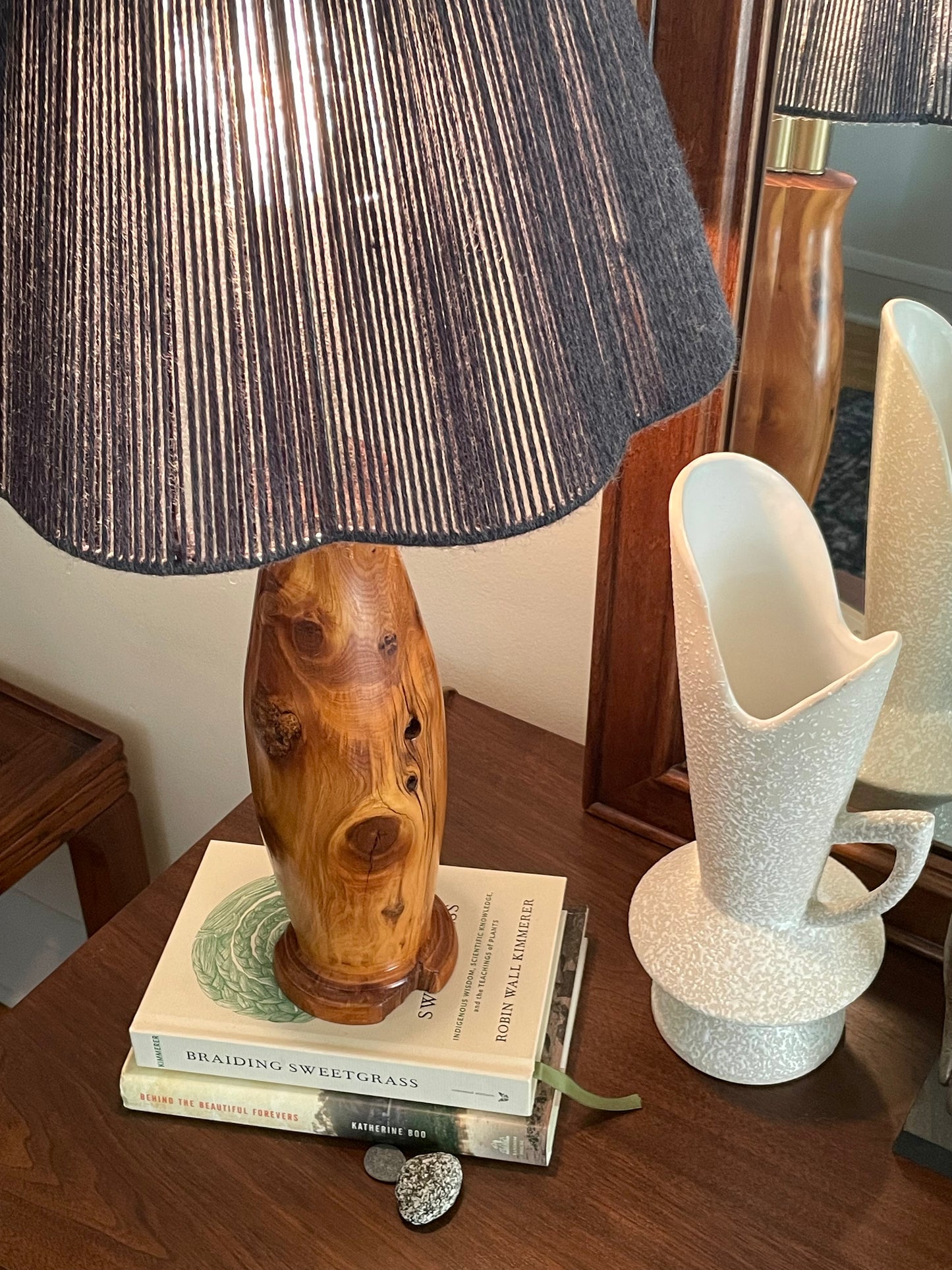 Upcycled Scalloped Lampshade Hand-wrapped with 100% Wool Yarn
